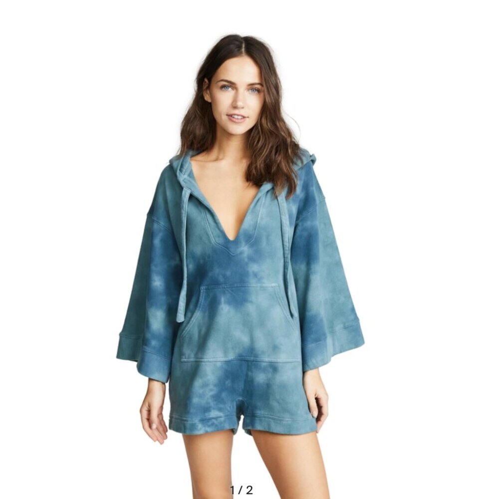 Warm NY - Playa Hooded Romper in Washed Indigo - Size Small
